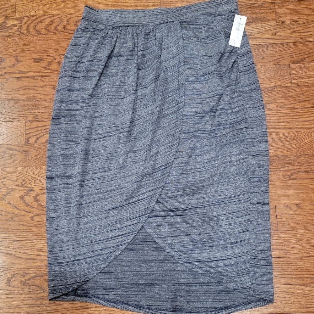 NY&C Blue & White Ruched Open Front Wrap Effect Skirt Size M NWT